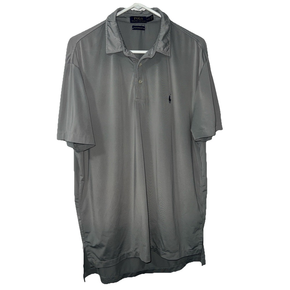 Polo Ralph Lauren Mens Performance Polyester Blend Gray Polo Shirt Size Large‎